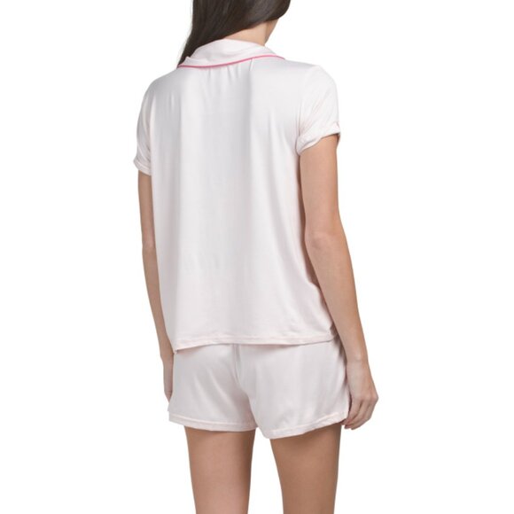 BORN Pink 2pc Martini Print Notch Collar Pajama Set - Picture 2 of 2